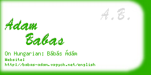 adam babas business card